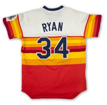 1986 Nolan Ryan Game Worn Houston Astros Rainbow Jersey with All-Star Patch (MEARS A10)